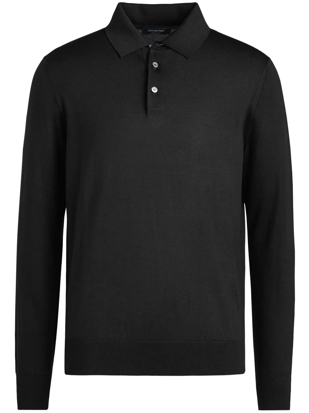 Zegna Cashseta Essential Long Sleeve Regular Fit Polo Shirt In Black