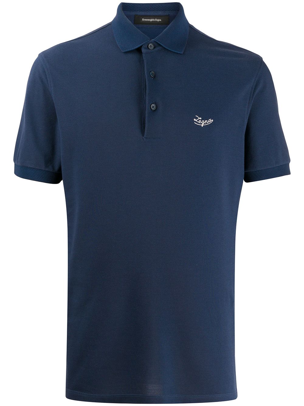Ermenegildo Zegna Embroidered Logo Polo Shirt In Blue