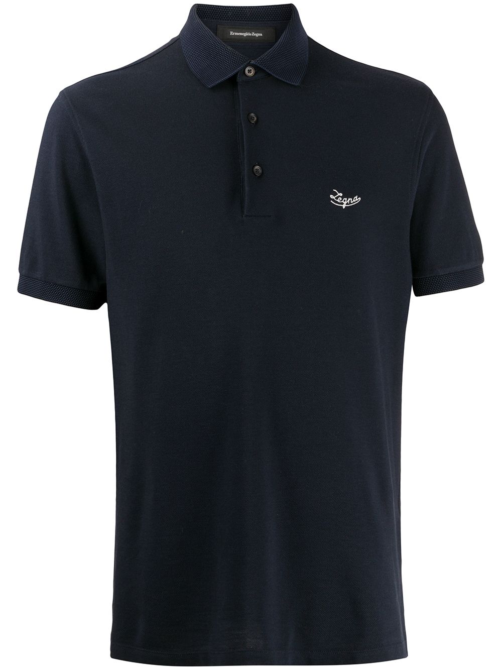 Ermenegildo Zegna Embroidered Logo Polo Shirt In Blau
