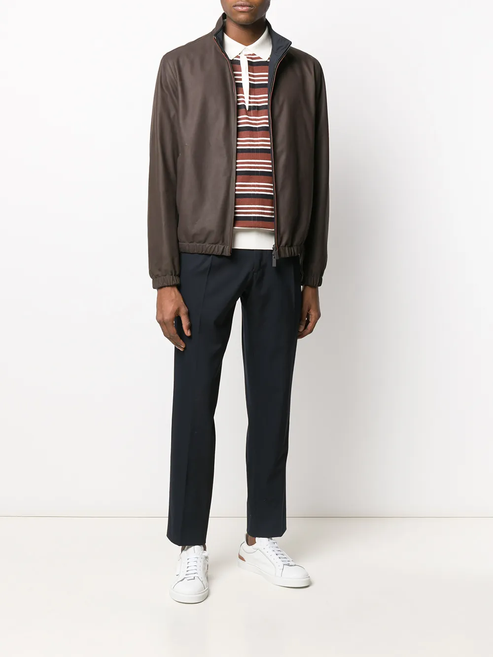 Zegna Gestreept poloshirt - Bruin