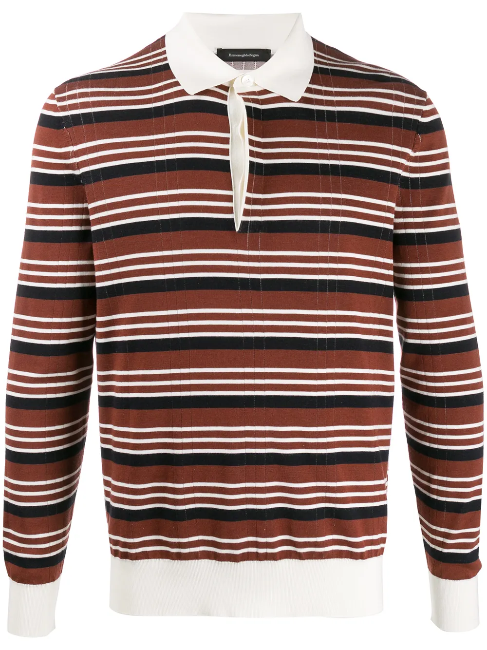 Ermenegildo Zegna Striped Polo Shirt In Brown