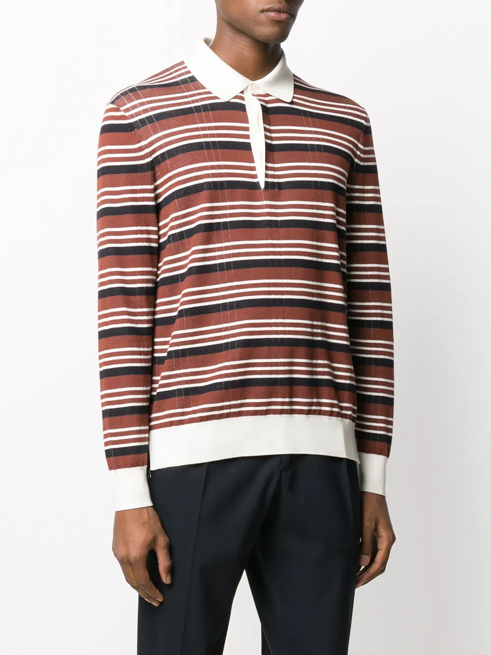 Zegna Gestreept poloshirt Bruin