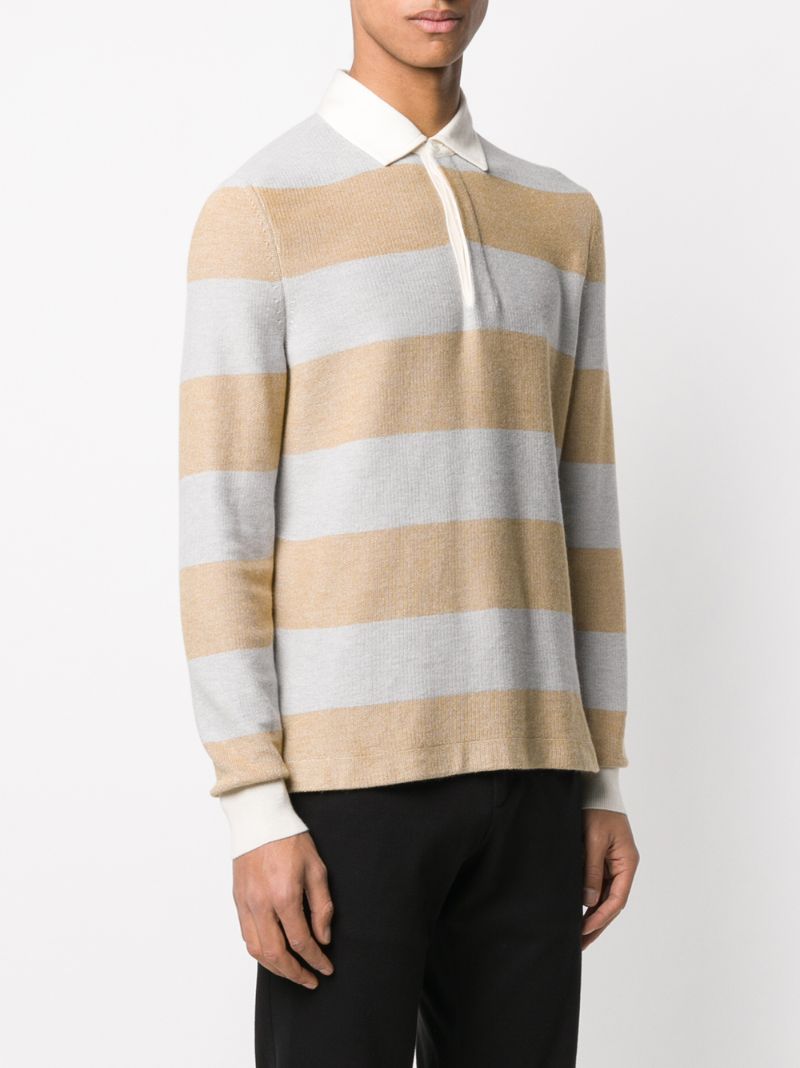 Shop Ermenegildo Zegna Striped Polo Shirt In Yellow