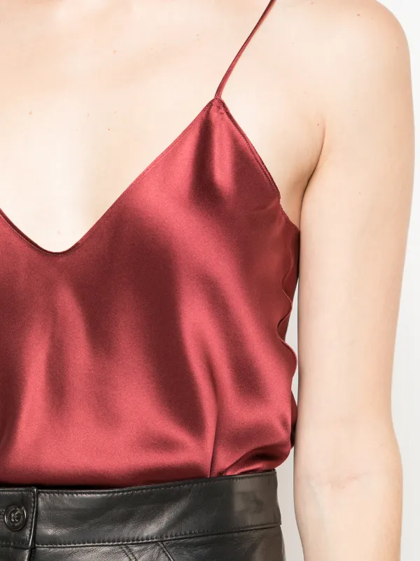 red silk cami top