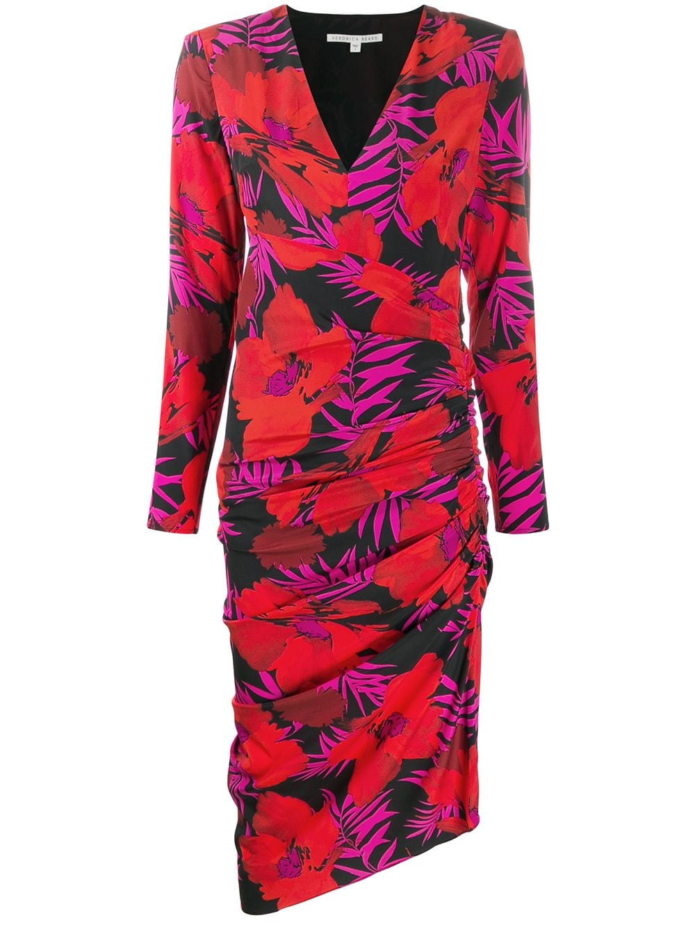 

Veronica Beard floral print ruched dress - Red