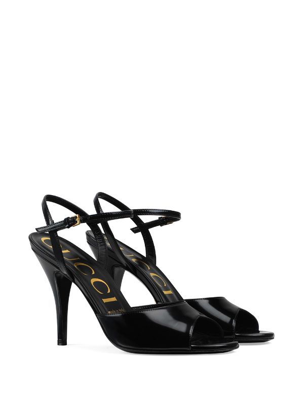 Shop black Gucci peep-toe sandals with 
