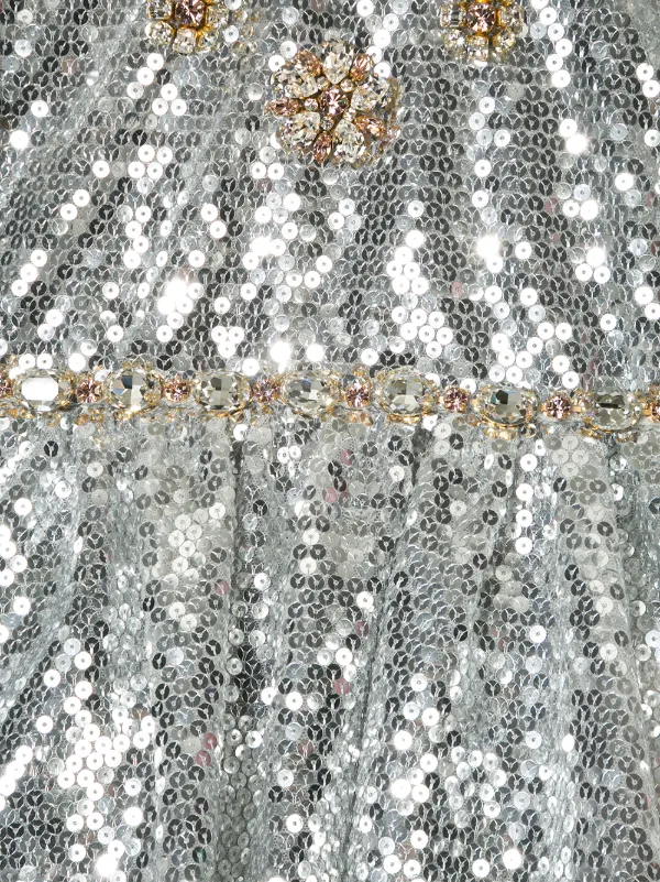 dolce and gabbana silver sequin dress Long sequined dress