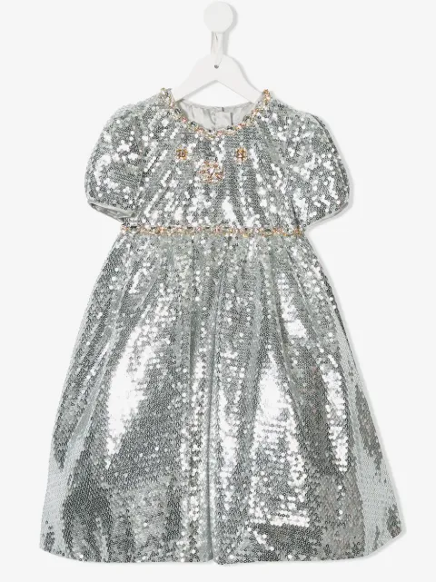 Dolce & Gabbana Kids vestido de fiesta con detalle de lentejuelas