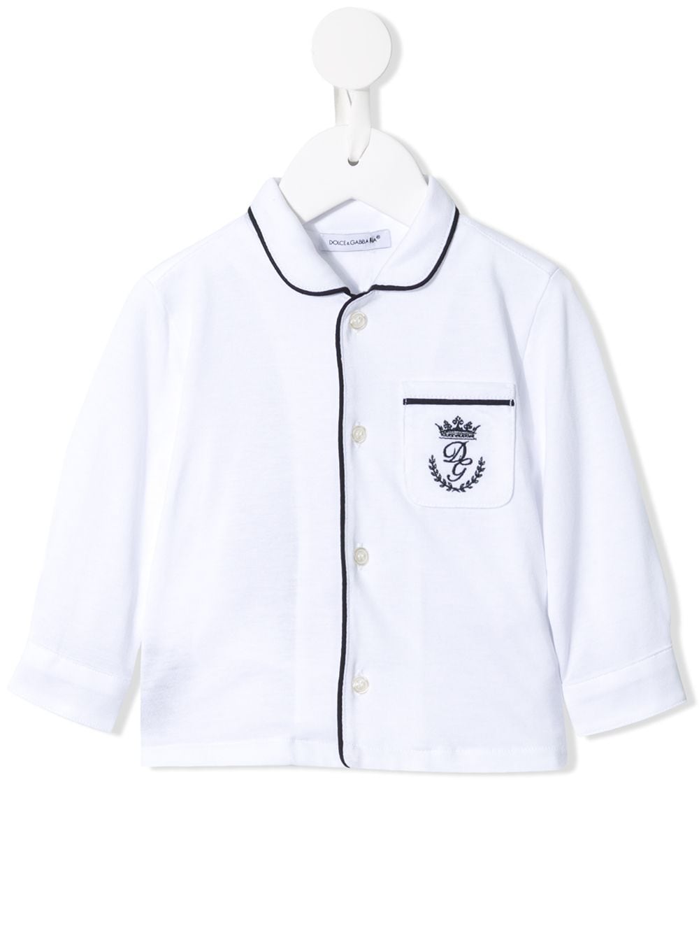Shop Dolce & Gabbana Long-sleeved Embroidered Logo Shirt In White