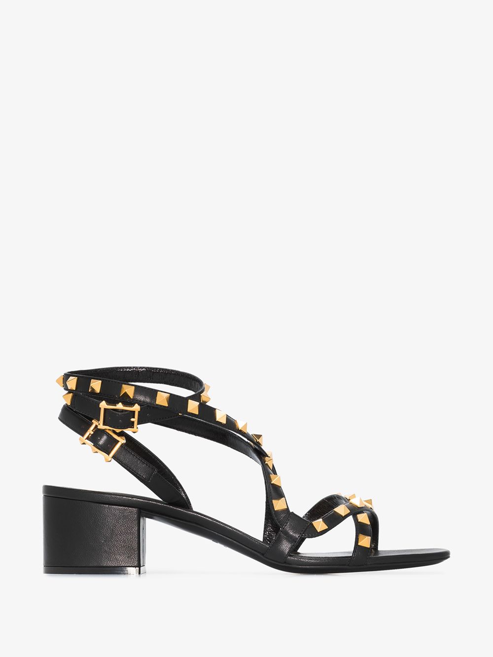 VALENTINO GARAVANI BLACK ROCKSTUD FLAIR 45 SANDALS,TW0S0Y20HYH14693323