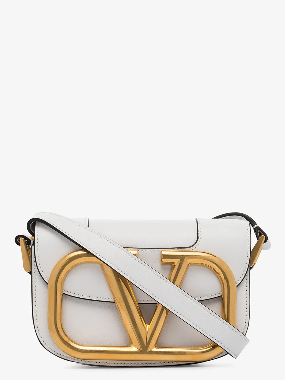 VALENTINO WHITE GARAVANI SUPERVEE VLOGO LEATHER SHOULDER BAG,TW0B0G45ZXL14693350