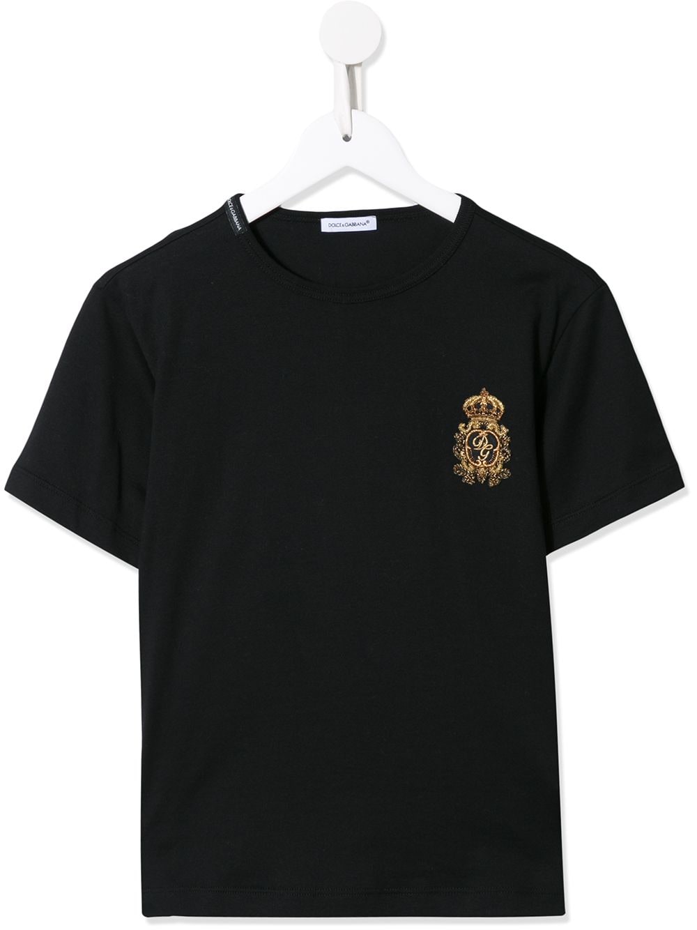 Shop Dolce & Gabbana Heraldic-patch Cotton T-shirt In Black