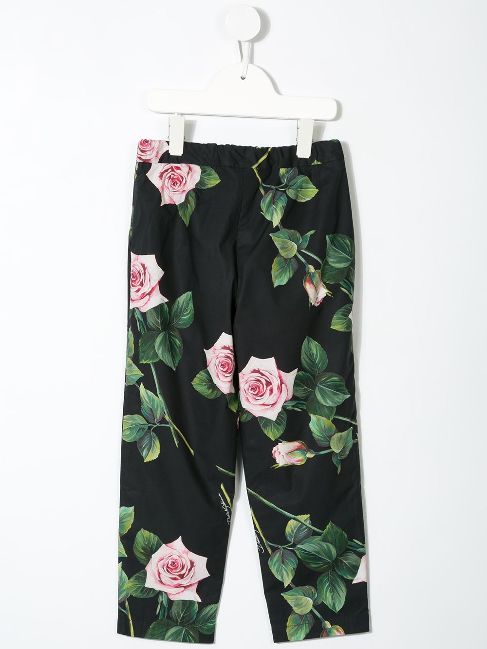 Dolce & Gabbana Kids Broek met rozenprint - Zwart