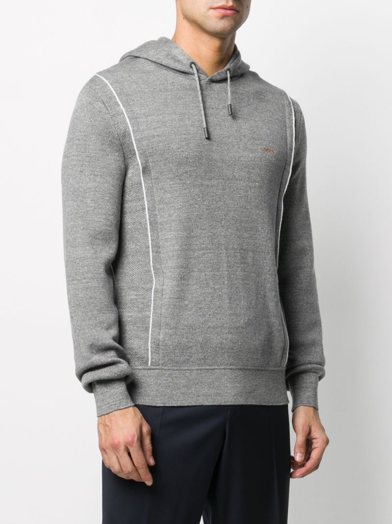 ERMENEGILDO ZEGNA DRAWSTRING-HOOD KNIT JUMPER 