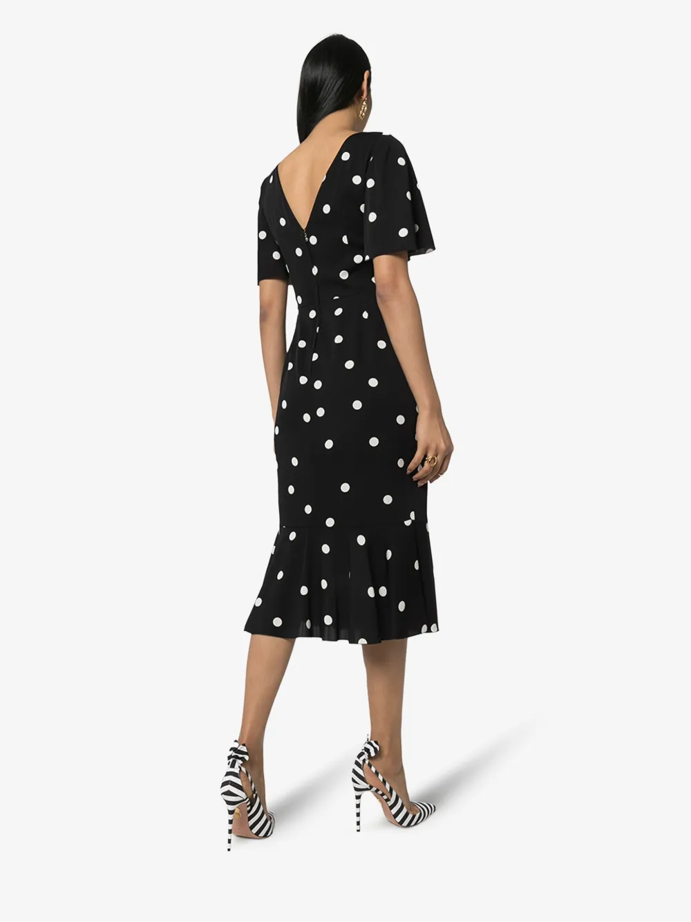 DOLCE & GABBANA POLKA DOT SILK MIDI DRESS,F6H6HTFSAY014693947