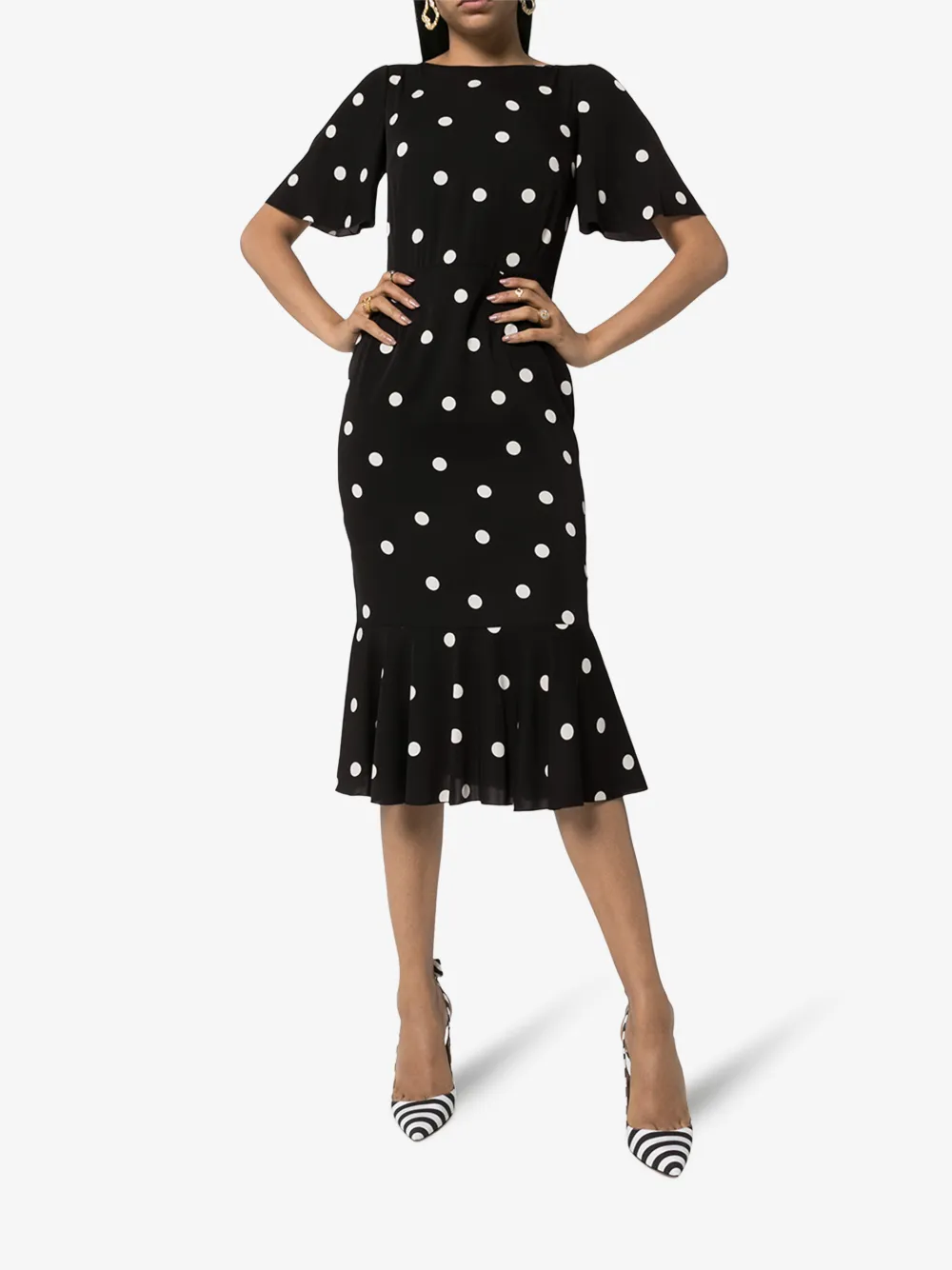 DOLCE & GABBANA POLKA DOT SILK MIDI DRESS,F6H6HTFSAY014693947