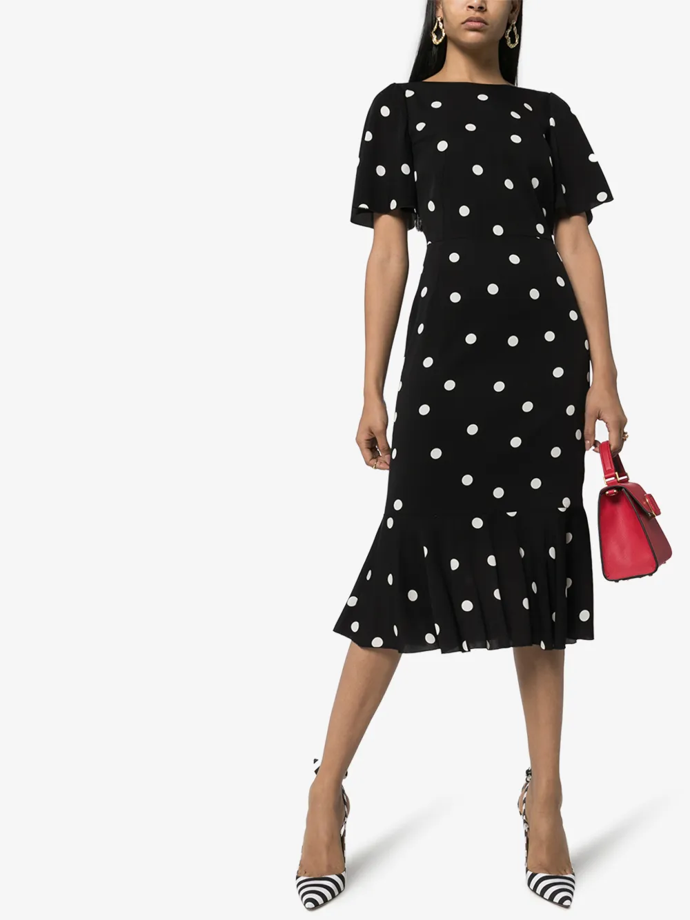 DOLCE & GABBANA POLKA DOT SILK MIDI DRESS,F6H6HTFSAY014693947