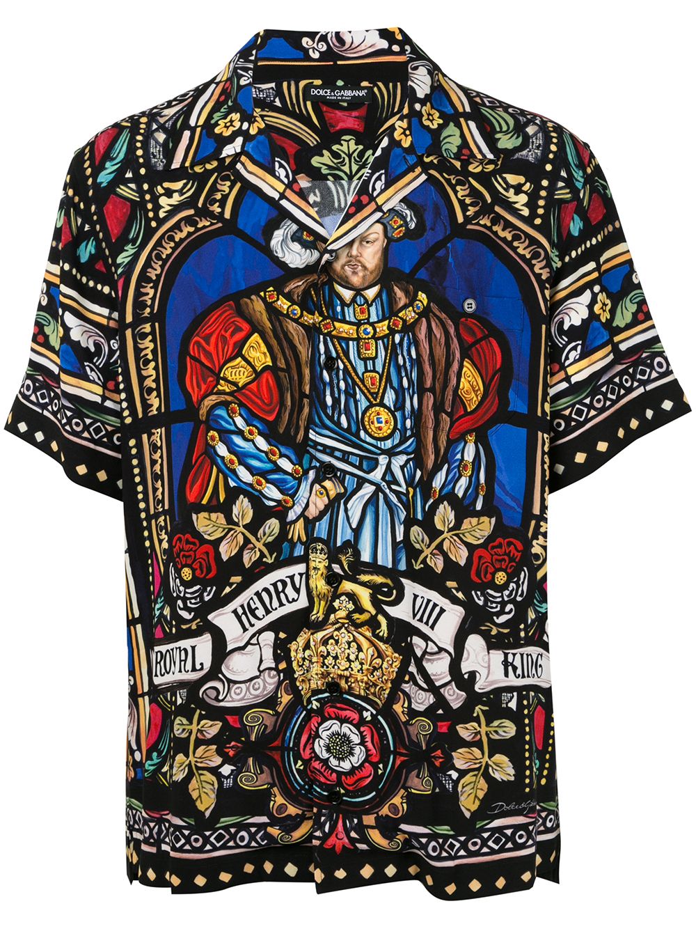 Dolce & Gabbana Henry Viii Print Hawaiian Shirt In Multicolour