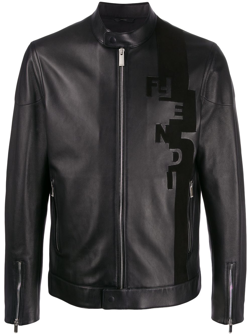 

Fendi debossed logo zipped jacket - Black