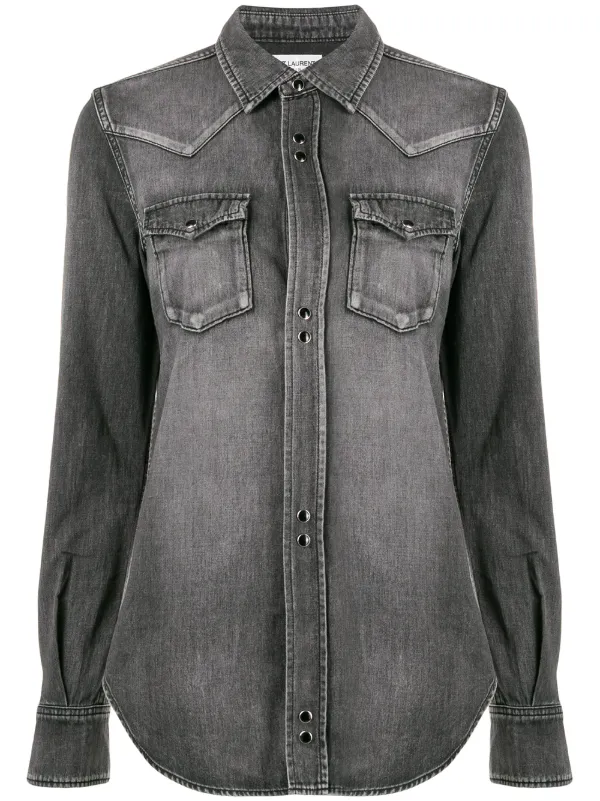 saint laurent western denim shirt