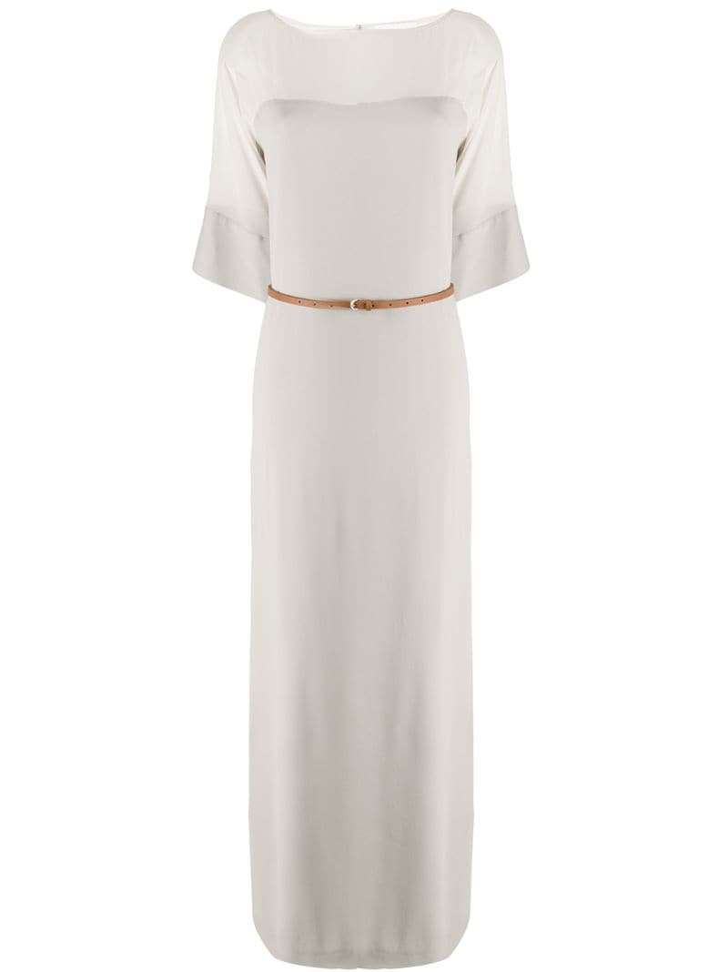 Fabiana Filippi Short-sleeved Maxi Dress In Neutrals