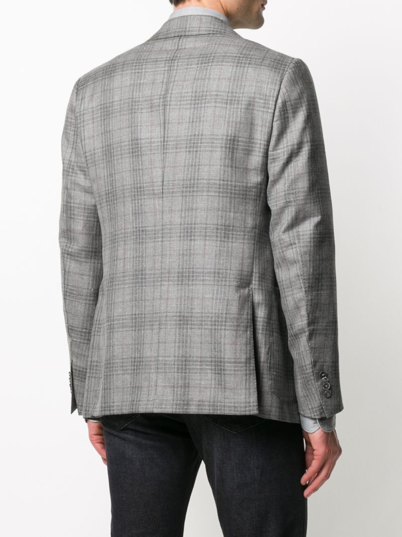 Shop Ermenegildo Zegna Plaid Print Single-breasted Blazer In Grey