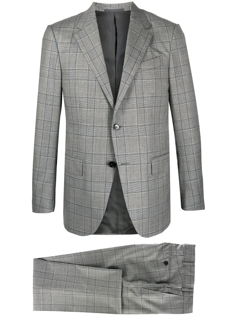 Ermenegildo Zegna Houndstooth Check Two Piece Suit In Grey