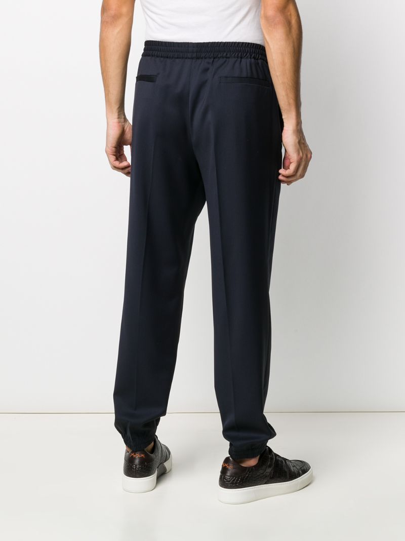 Shop Ermenegildo Zegna Elasticated-waist Pleated Trousers In Blue