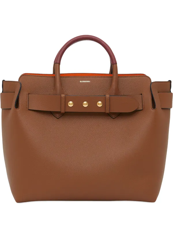 burberry medium belt detail leather tote bag