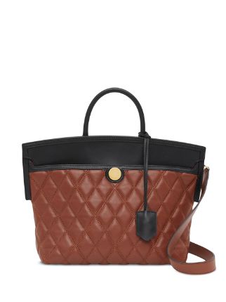 Shop black & brown Burberry small Society quilted tote bag with Express  Delivery - Farfetch