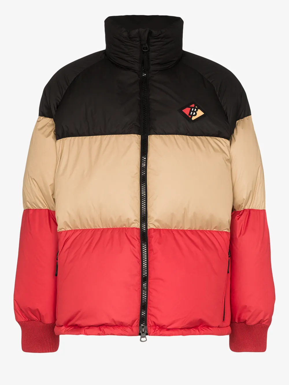 BURBERRY BURBERRY MENS BLUE BRANSTON COLOUR BLOCK PUFFER JACKET,802365614695987