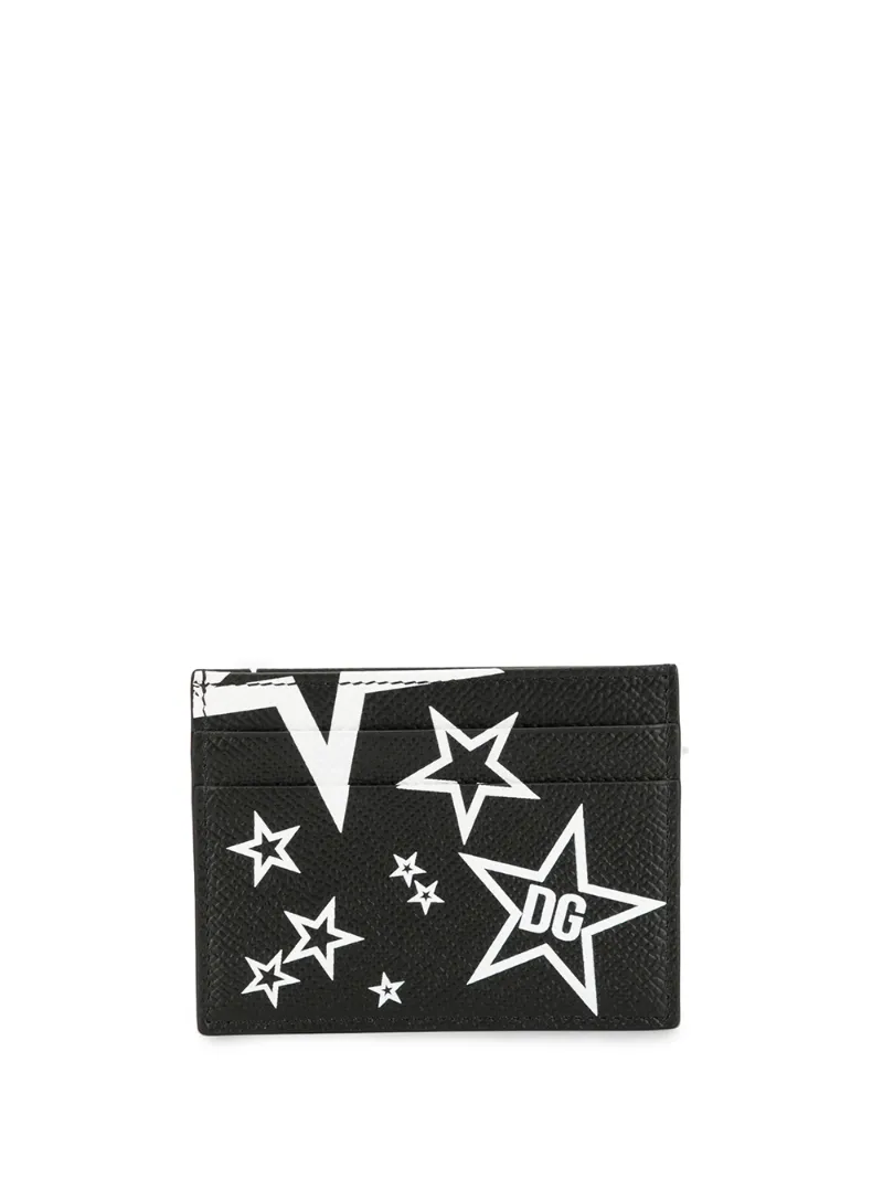 Dolce & Gabbana – star print cardholder – unisex – Calf Leather/Viscose – One Size – Black