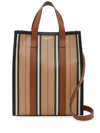 BURBERRY: Portrait bag in E-canvas with monogram print - Brown