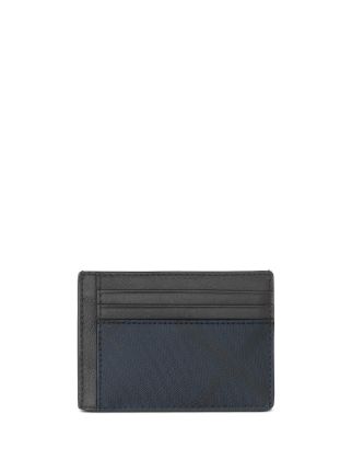 London check and leather money clip hot sale card case