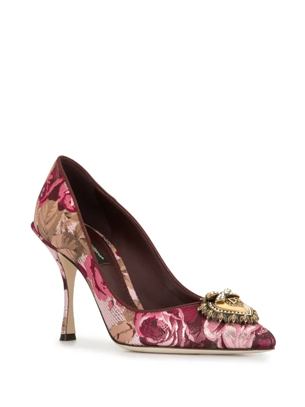 purple floral pumps