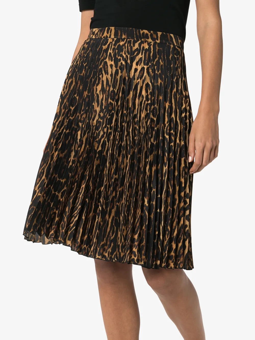 BURBERRY BURBERRY LEOPARD PRINT PLEATED SILK SKIRT,802523614696381