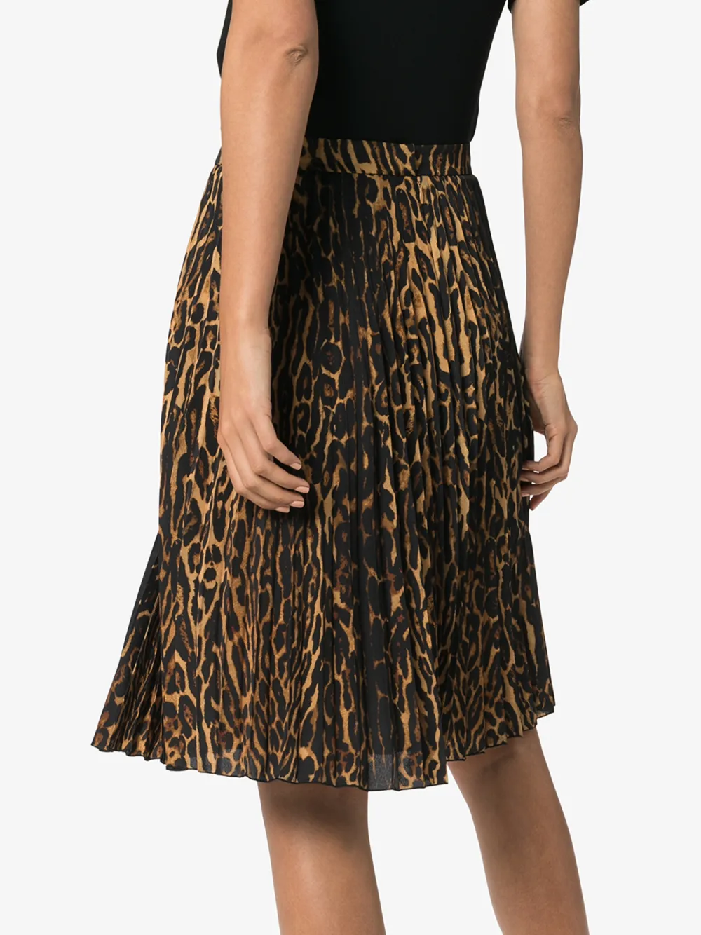 BURBERRY BURBERRY LEOPARD PRINT PLEATED SILK SKIRT,802523614696381