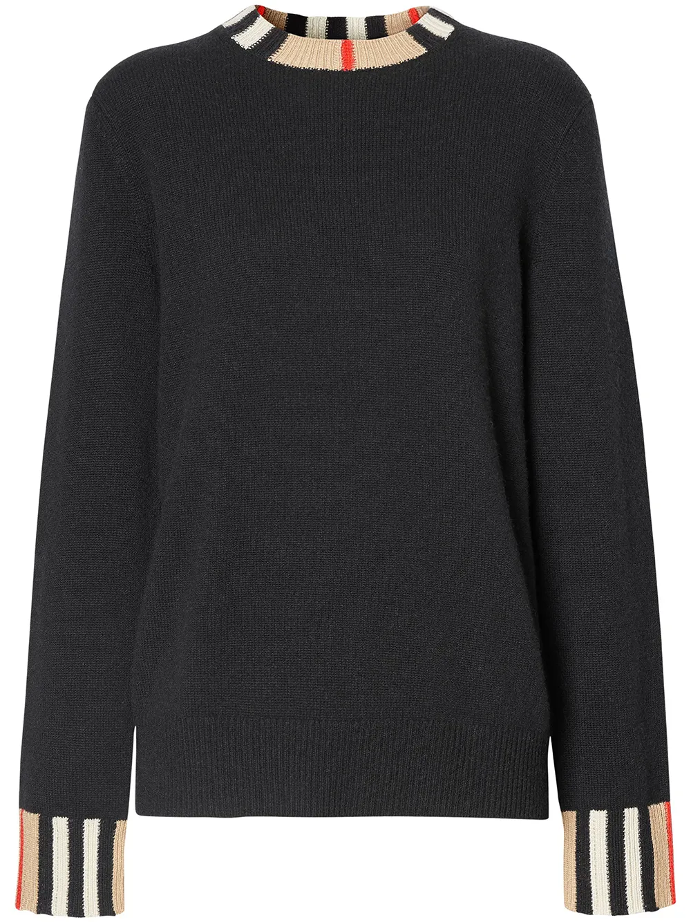 Burberry Striped Cashmere Sweater In Black