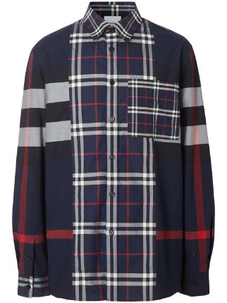 blue and red burberry shirt