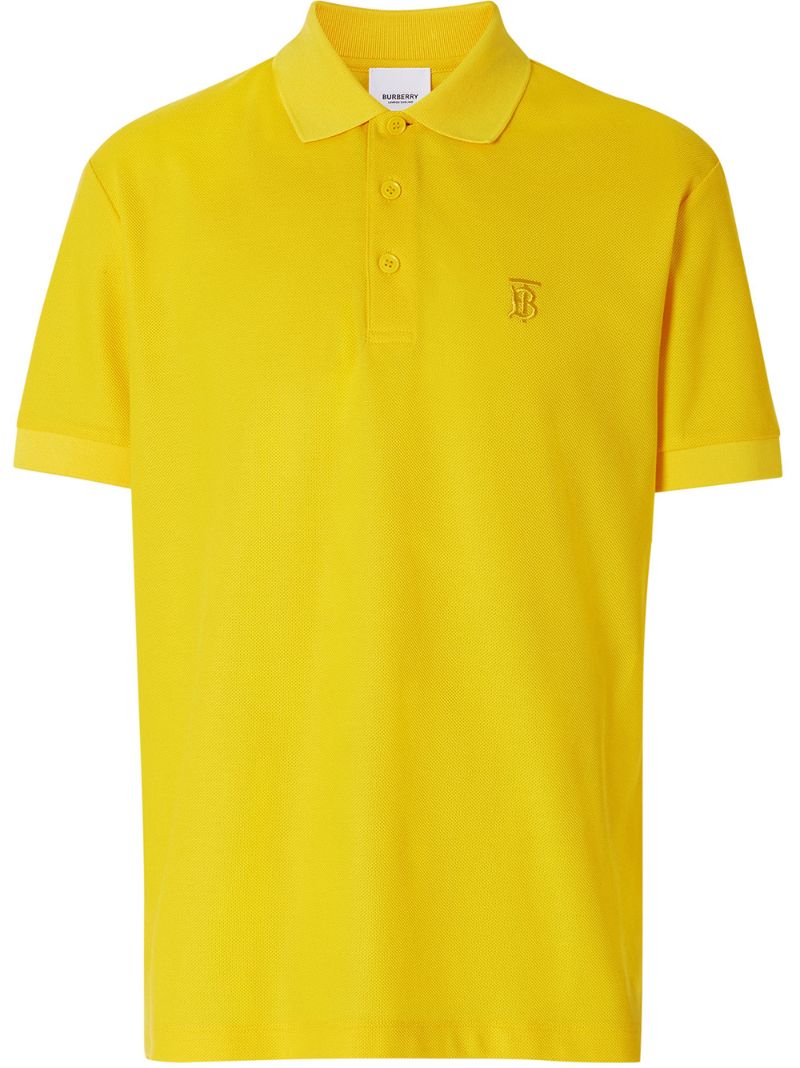 Shop Burberry Tb Motif Polo Shirt In Yellow