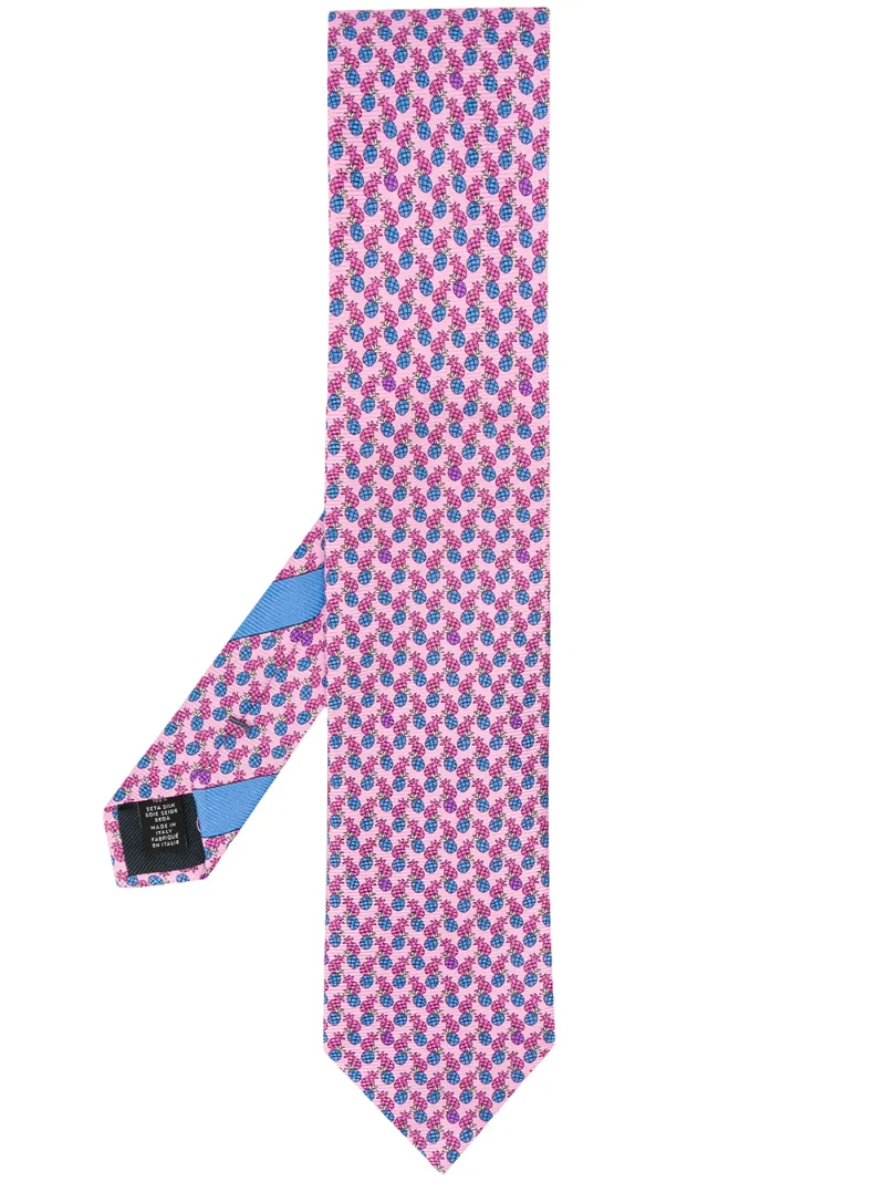 Ermenegildo Zegna Seidenkrawatte Mit Ananasmuster In Pink