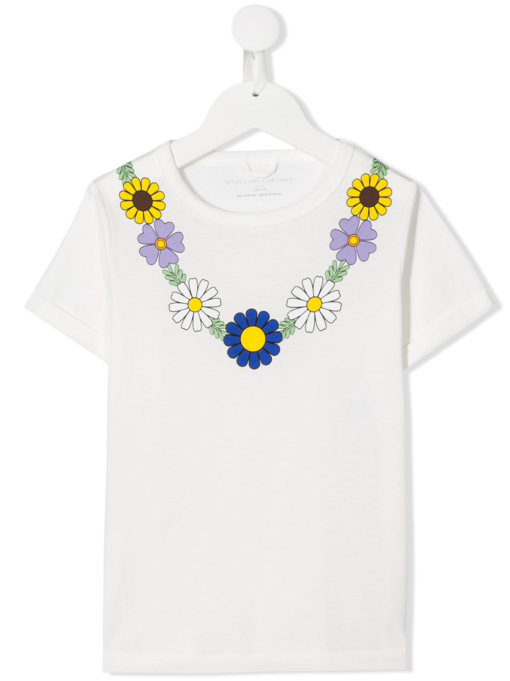 Stella Mccartney Kids' Floral Neck T-shirt In White