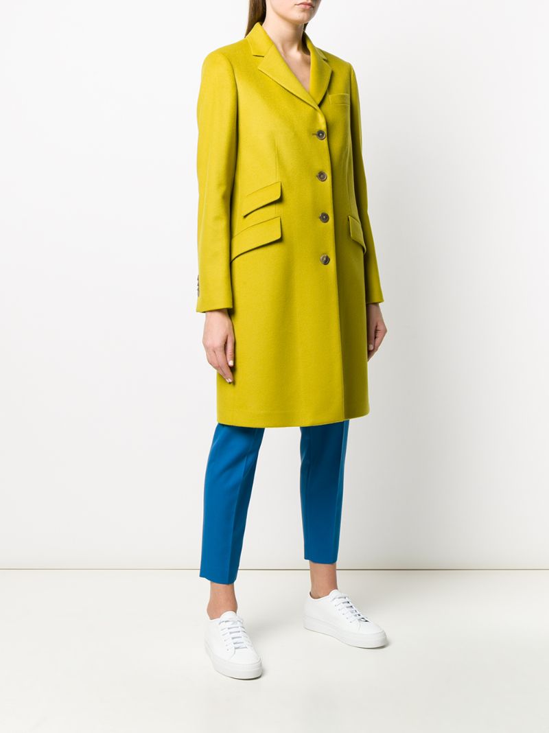 Shop Paul Smith Single-breasted Midi Coat In Yellow