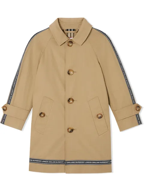 Burberry Kids معطف بشريط مزين بشعار الماركة