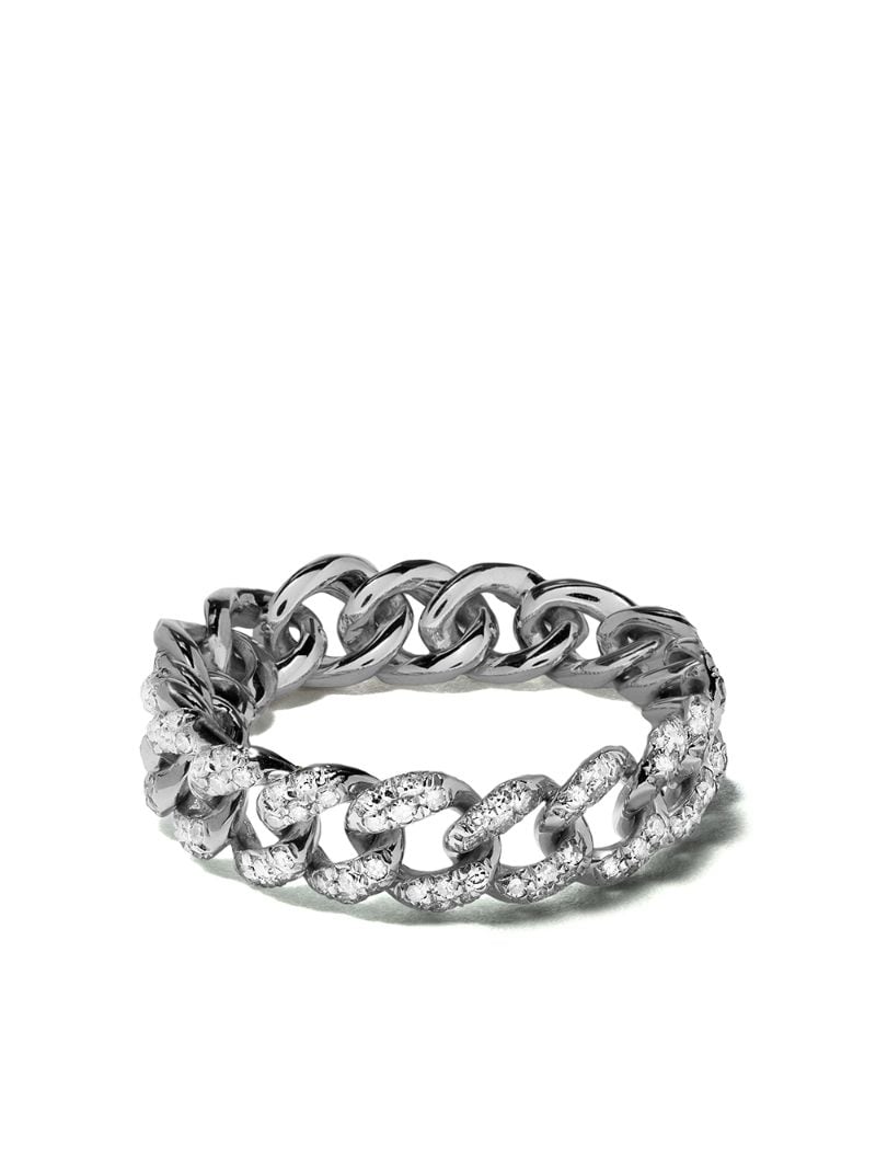 Shay 18kt White Gold Curb Chain Diamond Ring