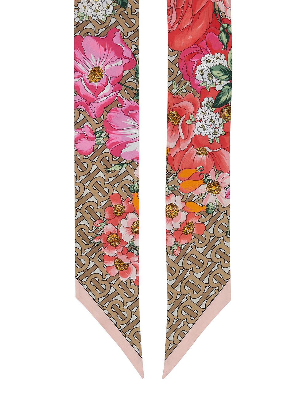 фото Burberry узкий шарф с монограммой и цветочным принтом