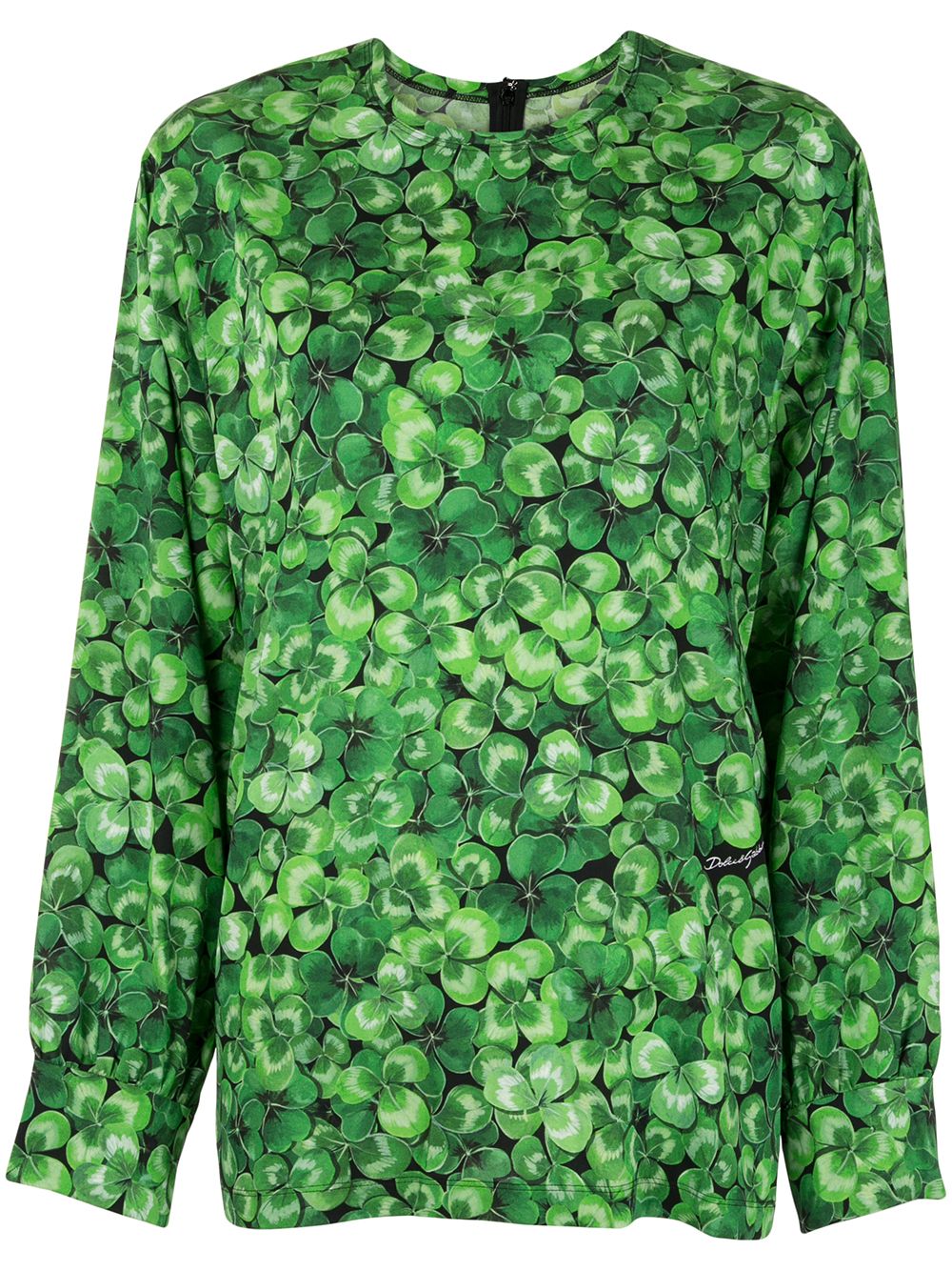 Dolce & Gabbana Clover Print Blouse In Green
