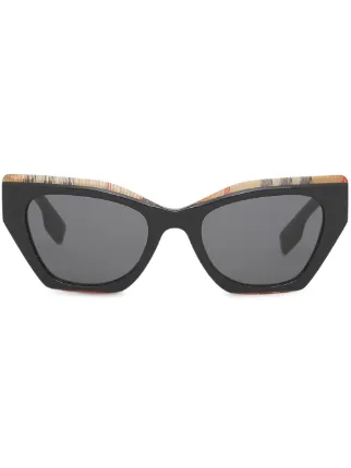 vintage check detail butterfly frame sunglasses