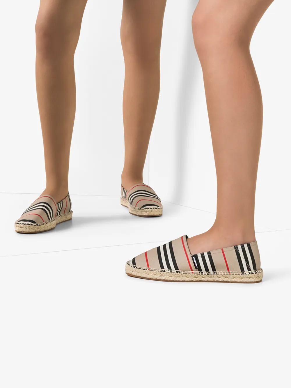 BURBERRY BURBERRY WOMENS NEUTRALS ICON STRIPE ESPADRILLES,802495714697774