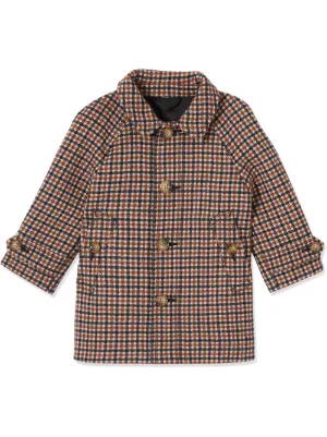 Burberry Kids معطف صوف كاروهات
